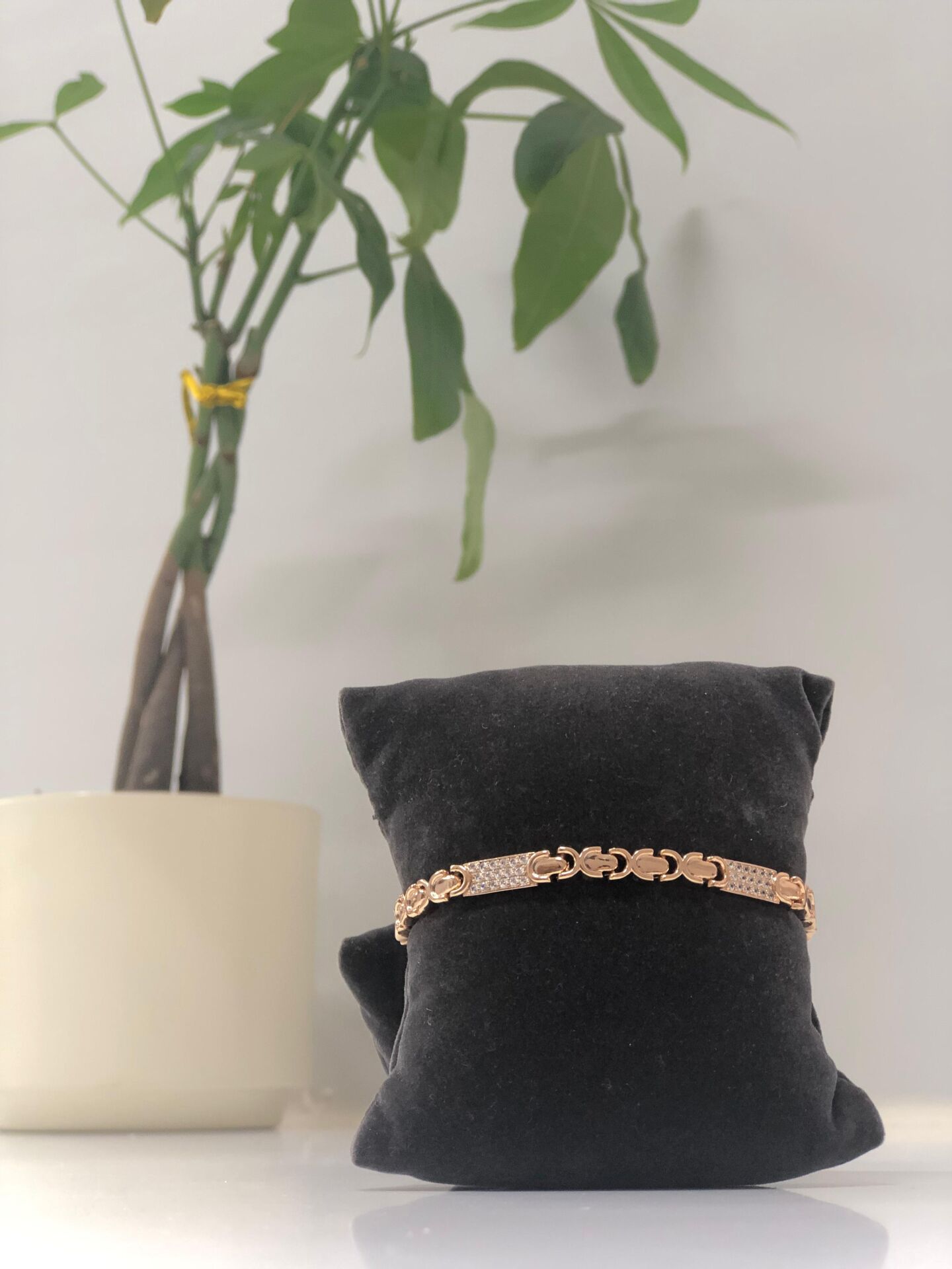 Xuping Zirkon Taşlı Rose Gold Künye Bileklik