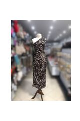 Leopar Desenli Tek Omuz Kadın Elbise
