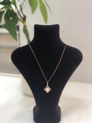 Xuping Zirkon Taşlı Baget Model Zincirli Çelik Kolye
