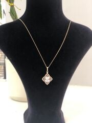 Xuping Zirkon Taşlı Baget Model Zincirli Çelik Kolye