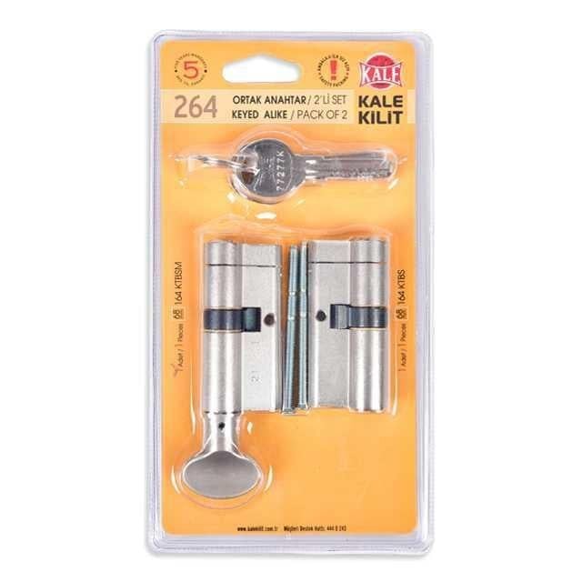 Kale Kilit 264 Ortak Anahtarlı Tuzaklı Kilit Silindiri, 2'li Set, Ktbs Ktbsm Kilit Göbeği 68 Mm