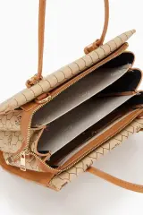 Petek Baskılı Üç Gözlü El Çantası