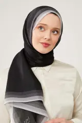 Siyah Renk Geçişli Abiye Kehribar Şal