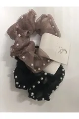 Kenarları İnci İşlemeli İkili Tül Kadın Toka