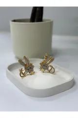 Taşlı Minimal Tavşan  Metal Toka