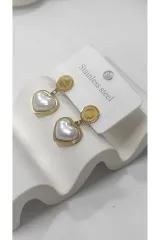 Kalpli Model Sallantılı Gold Kadın Çelik Küpe