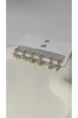 Bijuteri Gold Taşlı Çoklu Metal Kadın Küpe