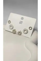 Bijuteri Gold Taşlı Çoklu Metal Kadın Küpe