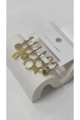 Bijuteri Gold Taşlı Çoklu Metal Kadın Küpe
