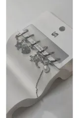 Bijuteri Gümüş Taşlı Çoklu Metal Kadın Küpe