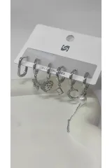 Bijuteri Gümüş Taşlı Çoklu Metal Kadın Küpe