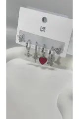 Bijuteri Gümüş Taşlı Çoklu Metal Kadın Küpe