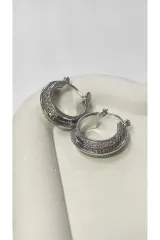 Bijuteri Gümüş Renk Metal Taşlı Kadın Küpe