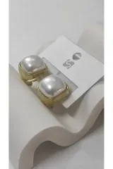 Bijuteri Gold İncili Metal Kadın Küpe