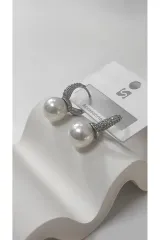Bijuteri Gümüş Renk Metal Taşlı Kadın Küpe