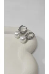 Bijuteri Gümüş Renk Metal Taşlı Kadın Küpe