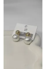 Bijuteri Gold İncili Metal Kadın Küpe