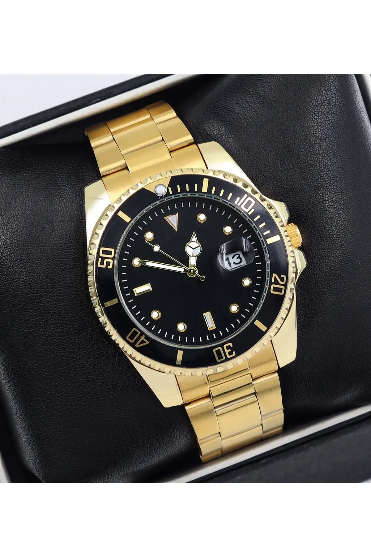 Paslanmaz Çelik Quartz Gold Renk Erkek Kol Saati