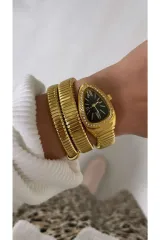 Yılan Model Kol Saati Gold