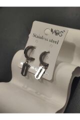 Stainless Steel Erkek Desenli ve Sallantılı Çelik Küpe