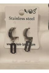 Stainless Steel Erkek Desenli ve Sallantılı Çelik Küpe