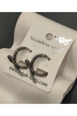 Stainless Steel Erkek Desenli ve Sallantılı Çelik Küpe