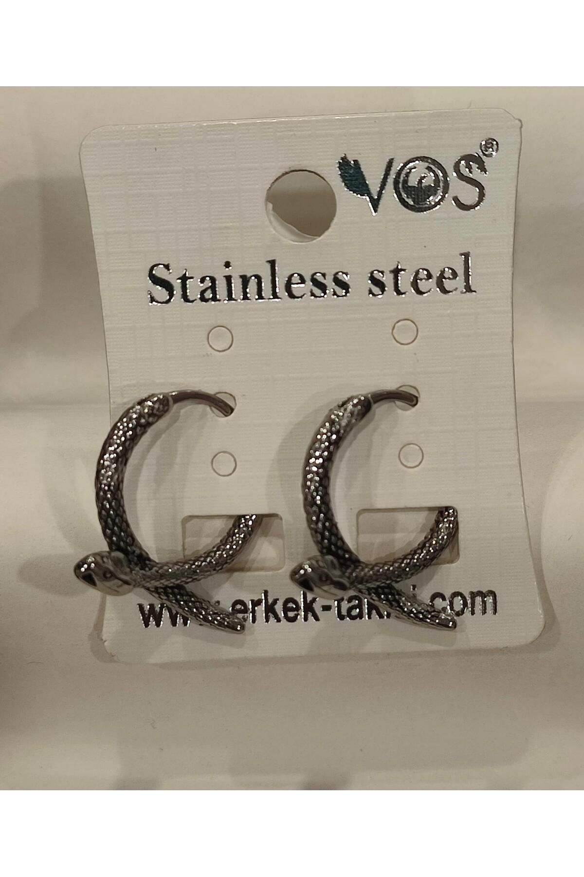 Stainless Steel Erkek Desenli ve Sallantılı Çelik Küpe