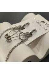 Stainless Steel Erkek Desenli ve Sallantılı Çelik Küpe