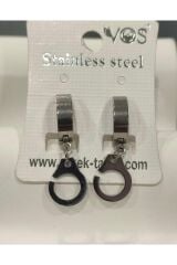 Stainless Steel Erkek Desenli ve Sallantılı Çelik Küpe