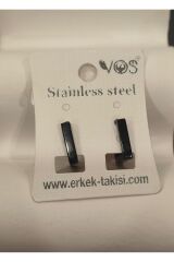 Stainless Steel Erkek Desenli ve Sallantılı Çelik Küpe