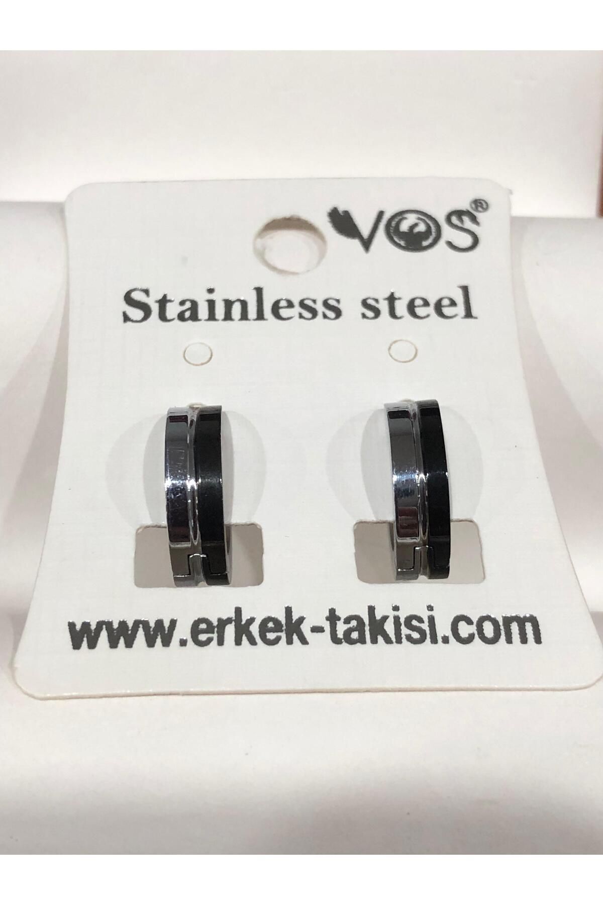 Stainless Steel Erkek Desenli ve Sallantılı Çelik Küpe