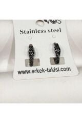 Stainless Steel Erkek Desenli ve Sallantılı Çelik Küpe