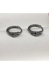 Stainless Steel Erkek Desenli ve Sallantılı Çelik Küpe