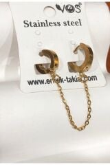 Stainless Steel Erkek Desenli ve Sallantılı Çelik Küpe
