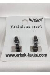 Stainless Steel Erkek Desenli ve Sallantılı Çelik Küpe