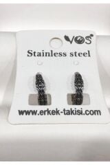 Stainless Steel Erkek Desenli ve Sallantılı Çelik Küpe