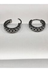 Stainless Steel Erkek Desenli ve Sallantılı Çelik Küpe