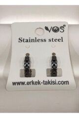 Stainless Steel Erkek Desenli ve Sallantılı Çelik Küpe