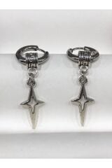 Stainless Steel Erkek Desenli ve Sallantılı Çelik Küpe