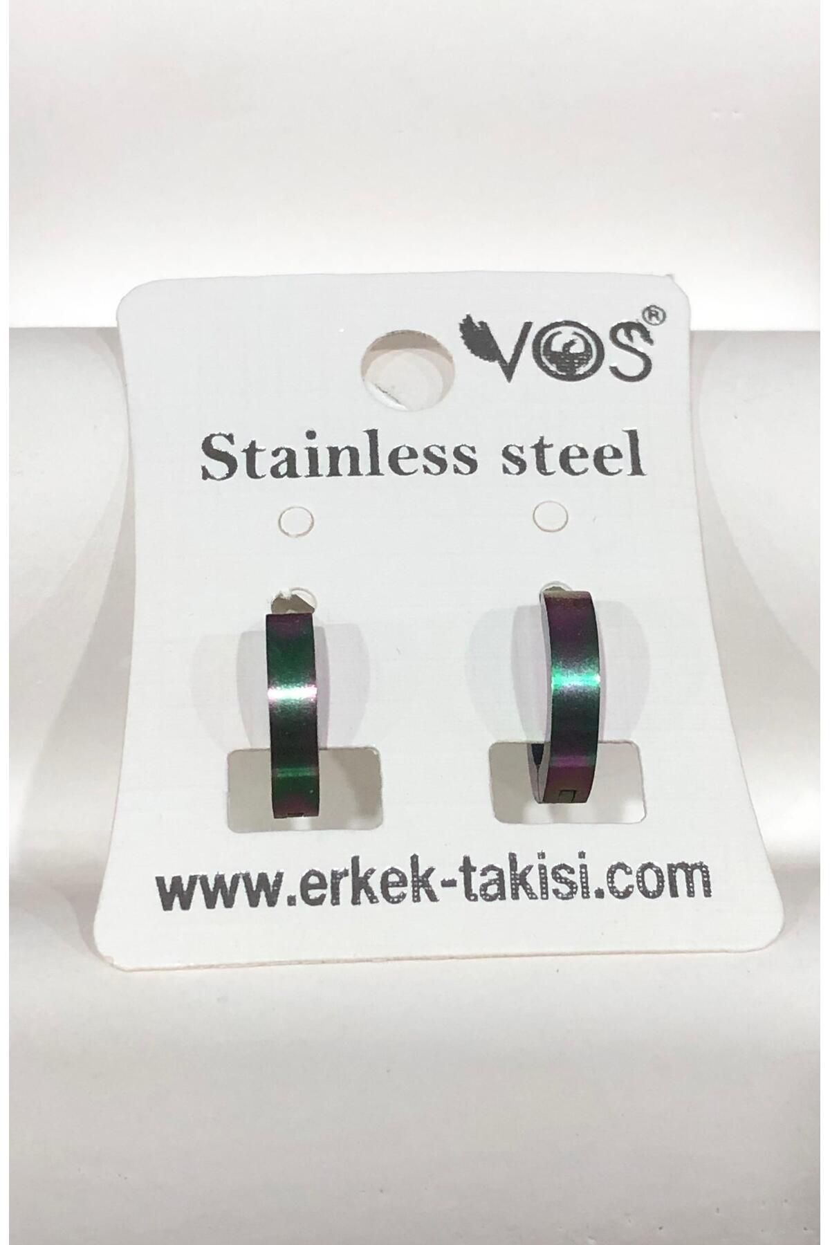 Stainless Steel Erkek Desenli ve Sallantılı Çelik Küpe
