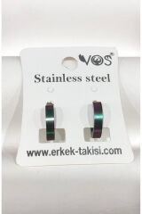 Stainless Steel Erkek Desenli ve Sallantılı Çelik Küpe