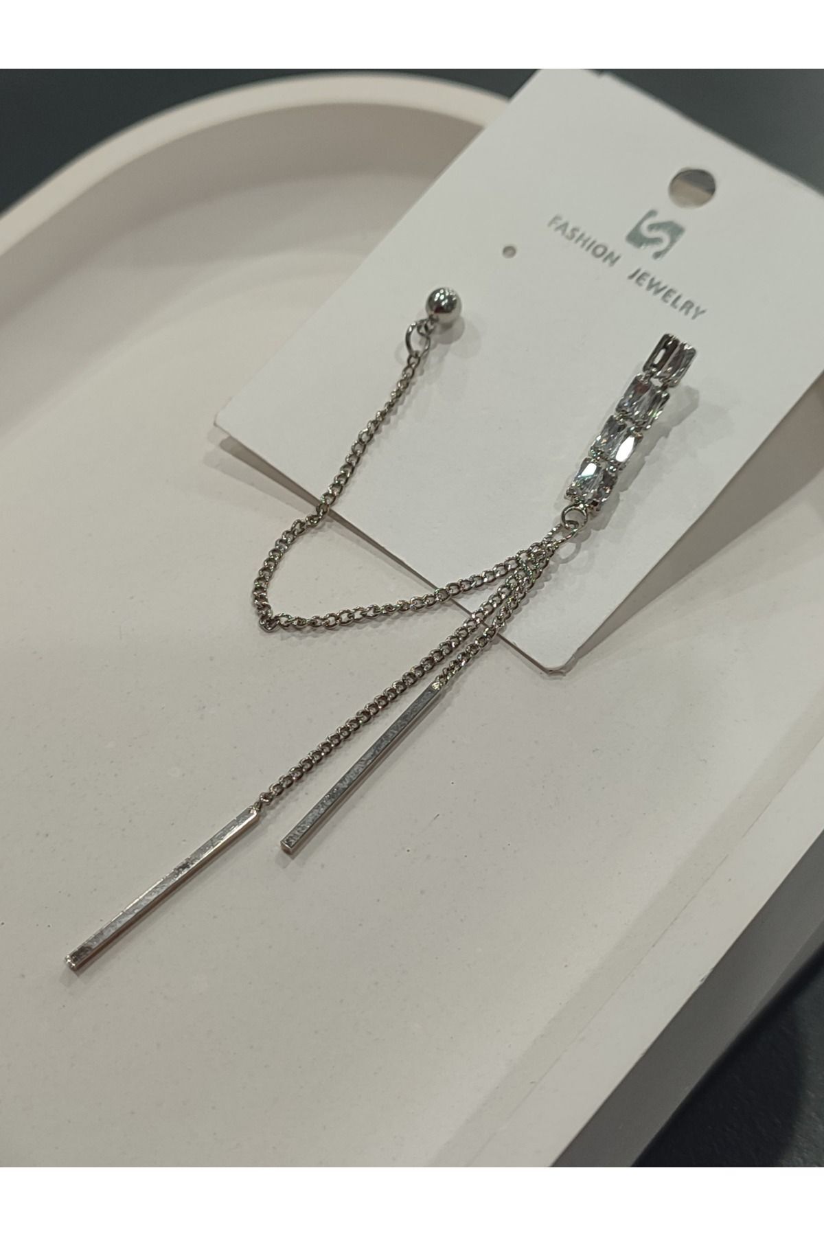 Bijuteri Gümüş - Gold Taşlı Metal Kadın Küpe Jewelry