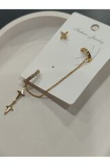 Bijuteri Gümüş - Gold Taşlı Metal Kadın Küpe Jewelry