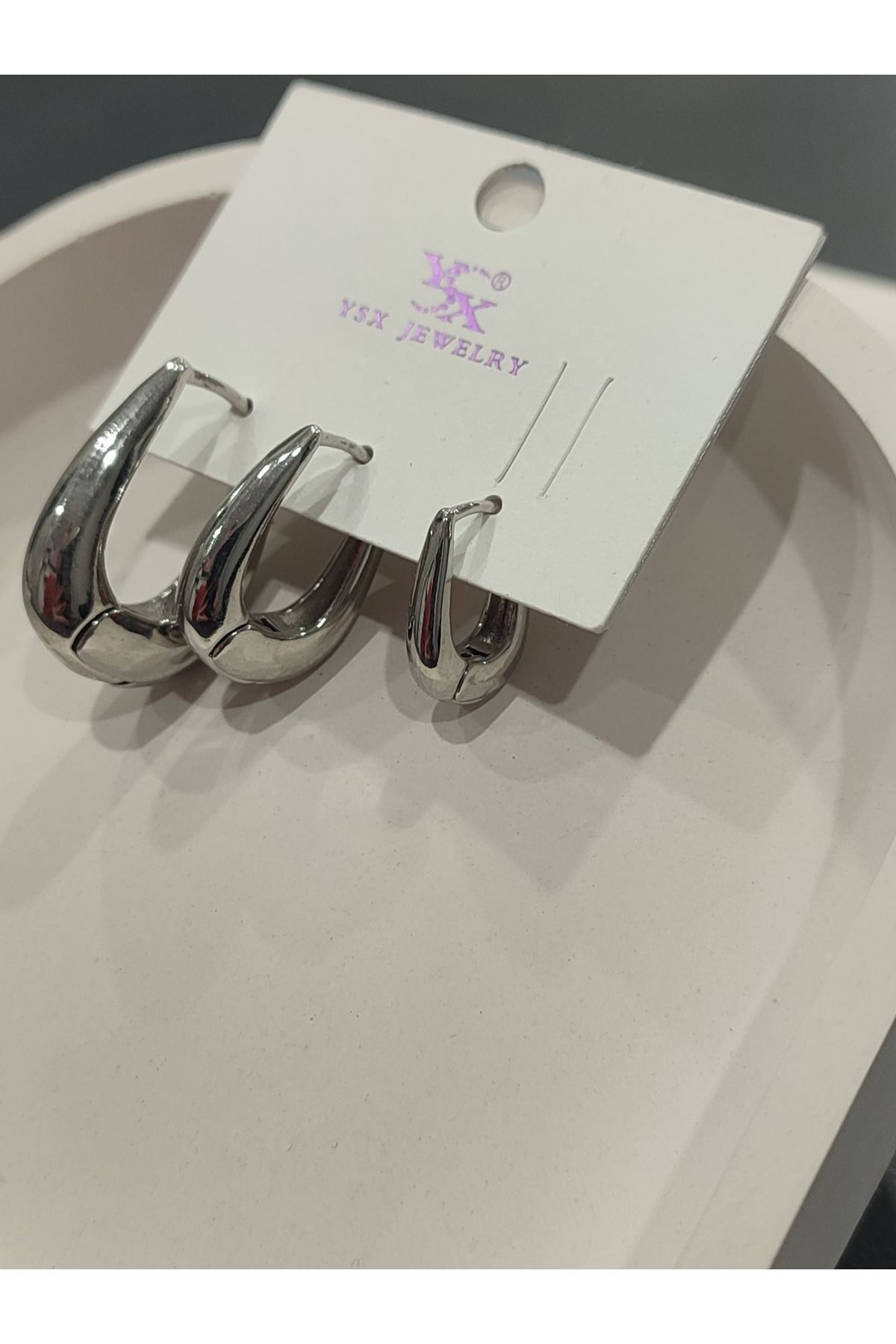 Bijuteri Gümüş Taşlı - İncili - Kalp ve Kelebek Desenli Sallantılı Çoklu Metal Kadın Küpe Jewelry