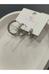 Bijuteri Gümüş Taşlı - İncili - Kalp ve Kelebek Desenli Sallantılı Çoklu Metal Kadın Küpe Jewelry