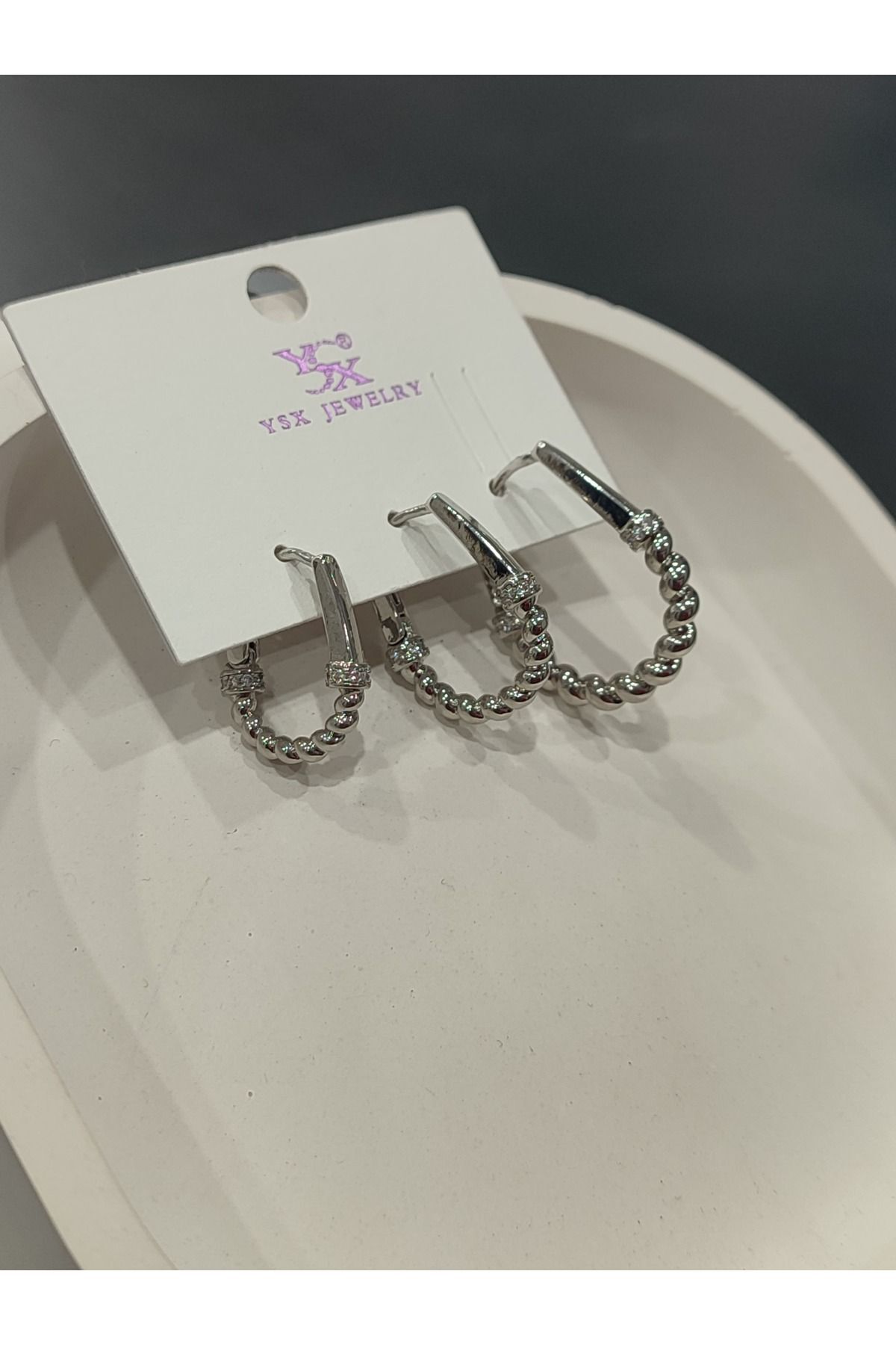 Bijuteri Gümüş Taşlı - İncili - Kalp ve Kelebek Desenli Sallantılı Çoklu Metal Kadın Küpe Jewelry