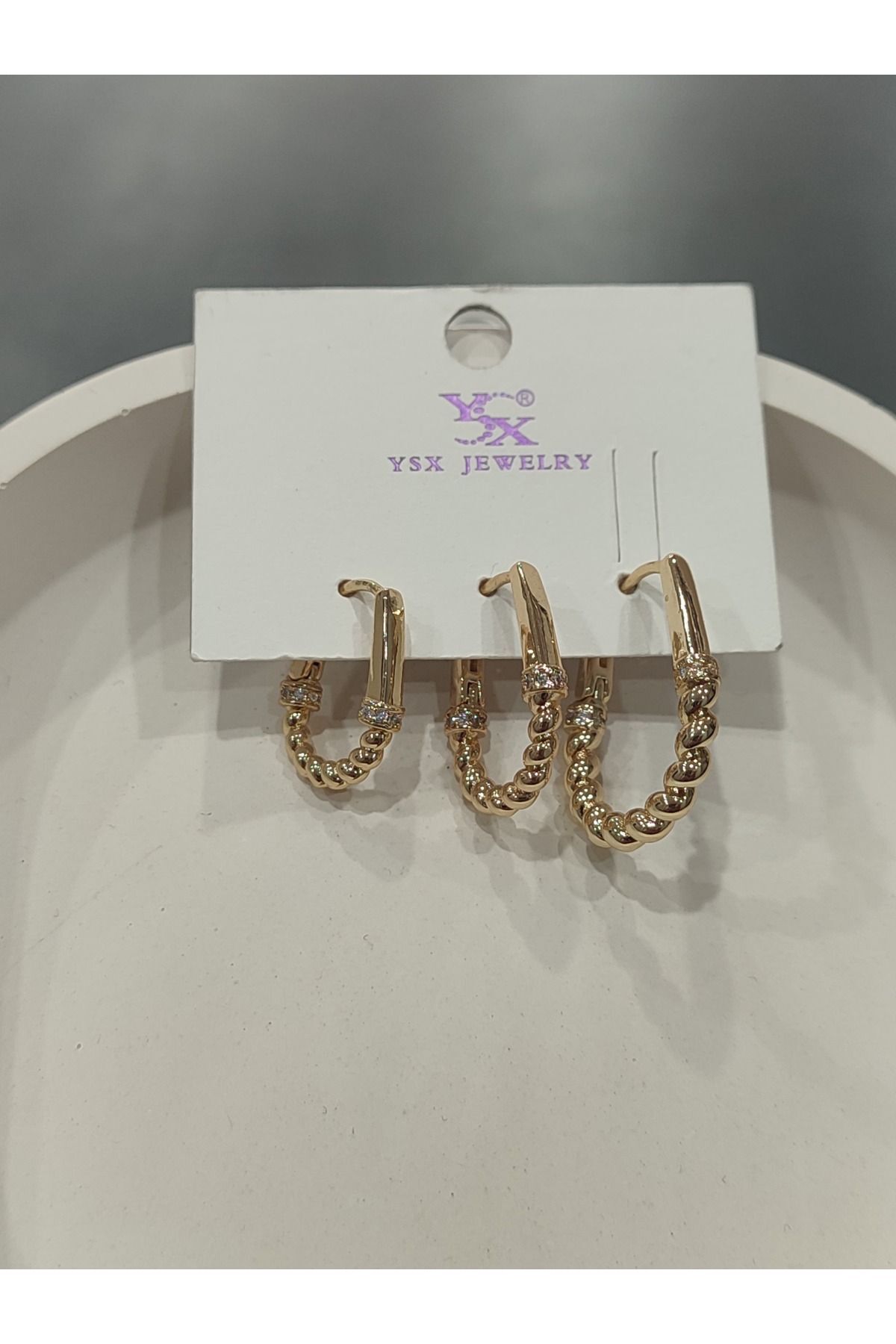 Bijuteri Gold Taşlı - İncili - Kalp ve Kelebek Desenli Sallantılı Çoklu Metal Kadın Küpe Jewelry