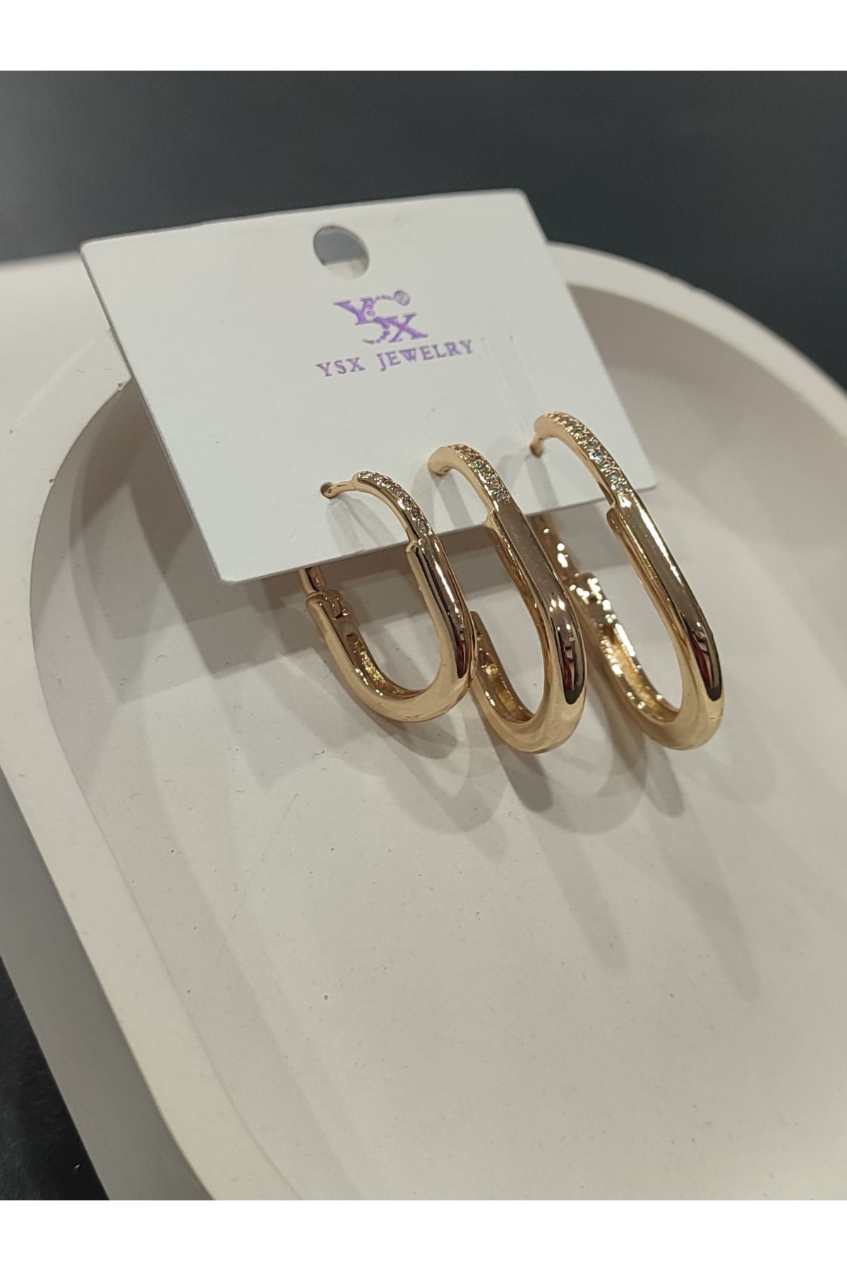Bijuteri Gold Taşlı - İncili - Kalp ve Kelebek Desenli Sallantılı Çoklu Metal Kadın Küpe Jewelry