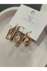Bijuteri Gold Taşlı - İncili - Kalp ve Kelebek Desenli Sallantılı Çoklu Metal Kadın Küpe Jewelry
