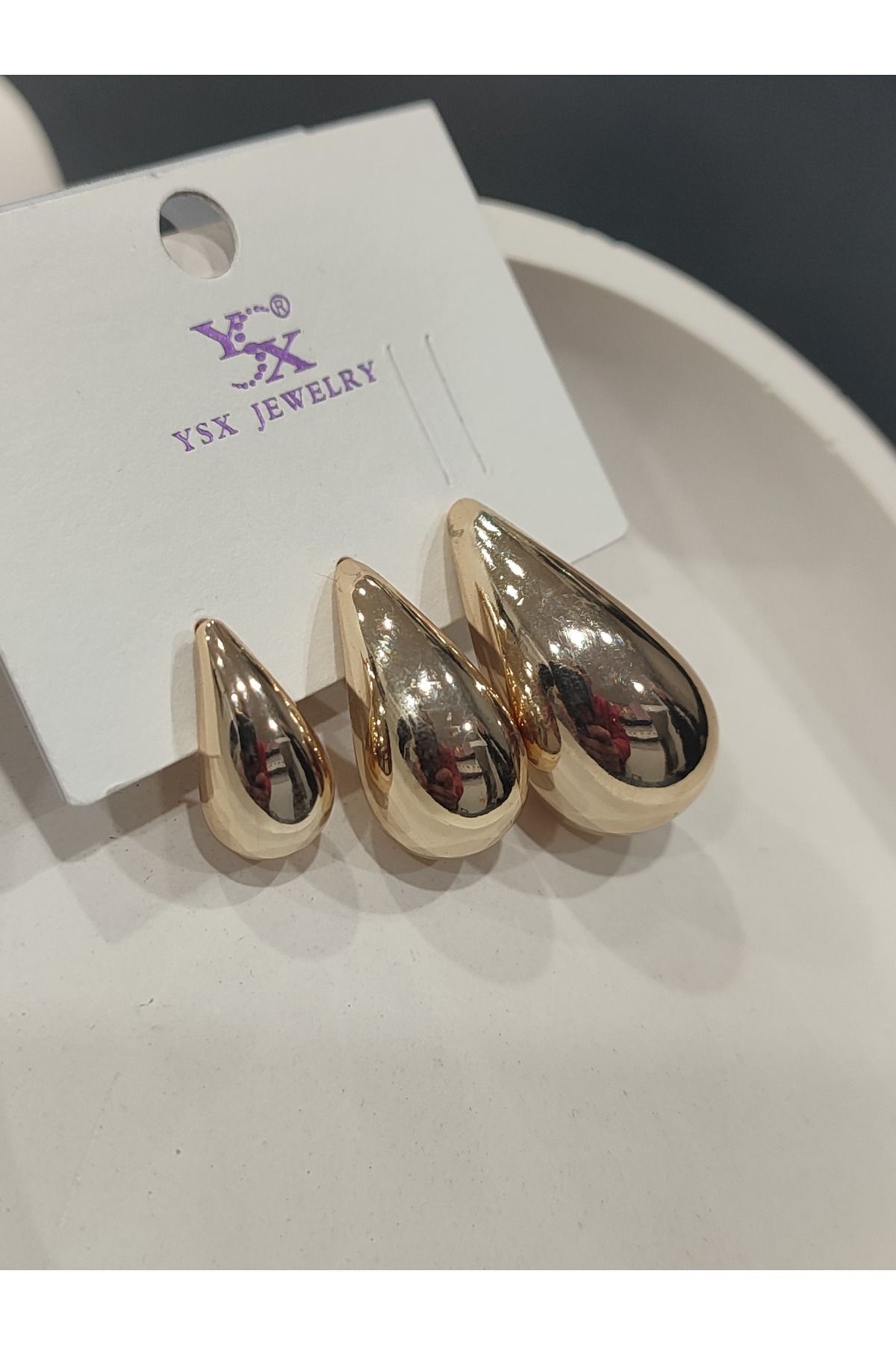 Bijuteri Gold Taşlı - İncili - Kalp ve Kelebek Desenli Sallantılı Çoklu Metal Kadın Küpe Jewelry